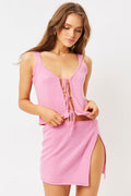 abbot rose pink cashmere tie tank top