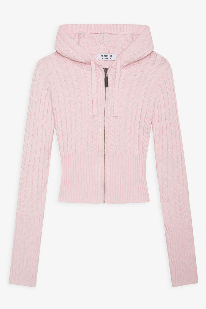 Aimee cable cloud knit hoodie rose quart