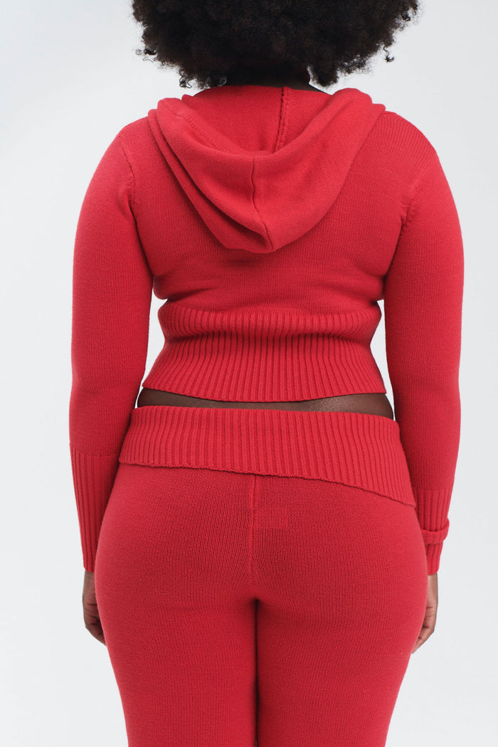 Aimee Cloud Knit Zip Up Hoodie Love Bug Red