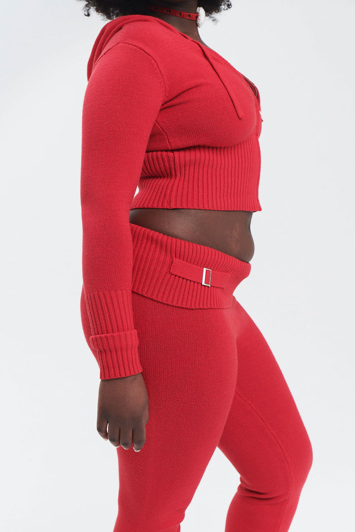 Aimee Cloud Knit Zip Up Hoodie Love Bug Red