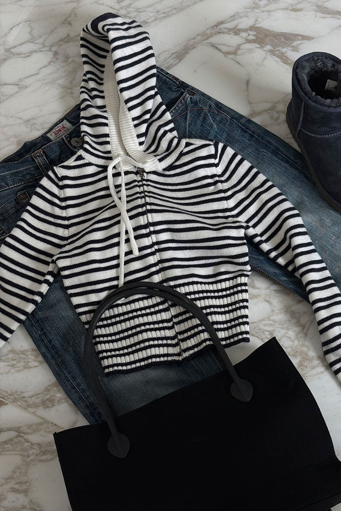 Aimee Knit Zip Up Hoodie Starlit Stripe