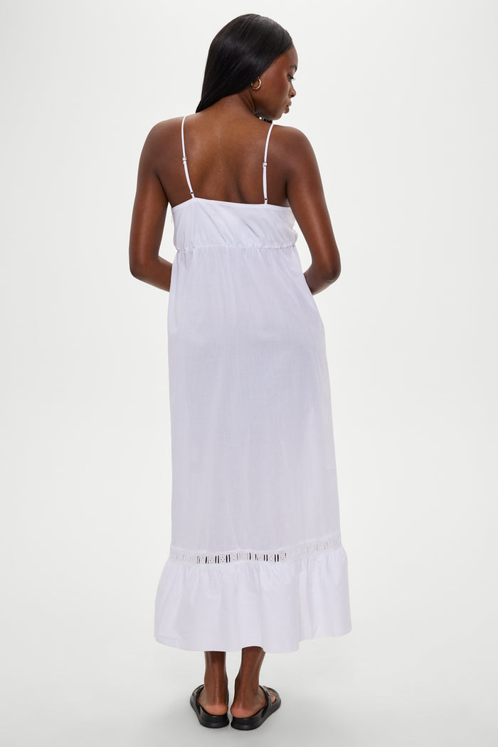 Airy Poplin Midi Dress - White