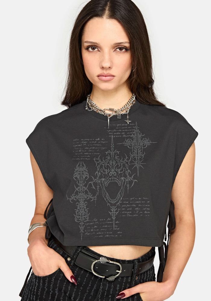 Alana Tie Side Graphic Crop Top