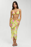 Alessia Floral Cotton Sarong - Hibiscus Lemonade