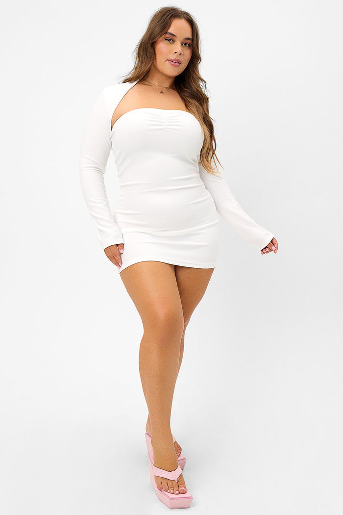 Allegra White Terry Long Sleeve Bolero Xl