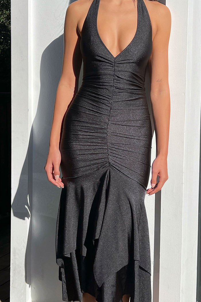 America Shine Halter Dress Black
