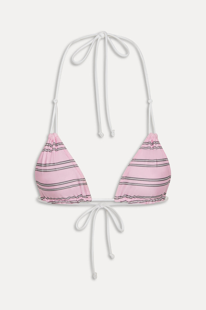 Ari Triangle Shine Bikini Top - Pink Stripe