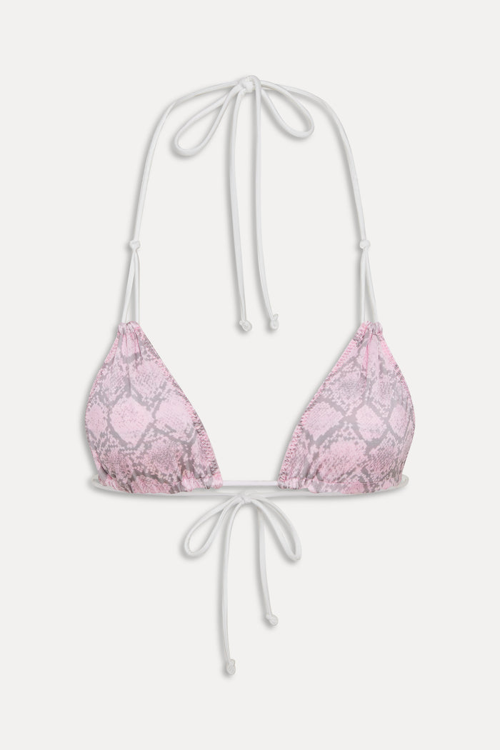 Ari Triangle Shine Bikini Top - Pink Stripe