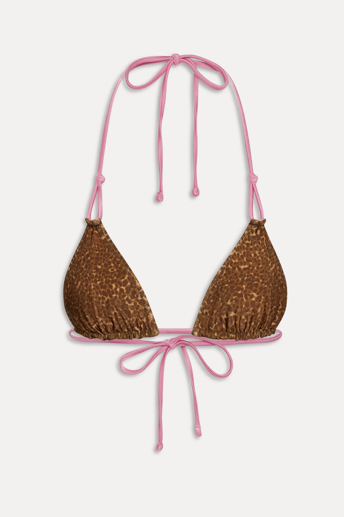 Ari Reversible Shine Bikini Top - Vintage Cheetah