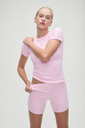 Ariel cable knit shorts cozy pink