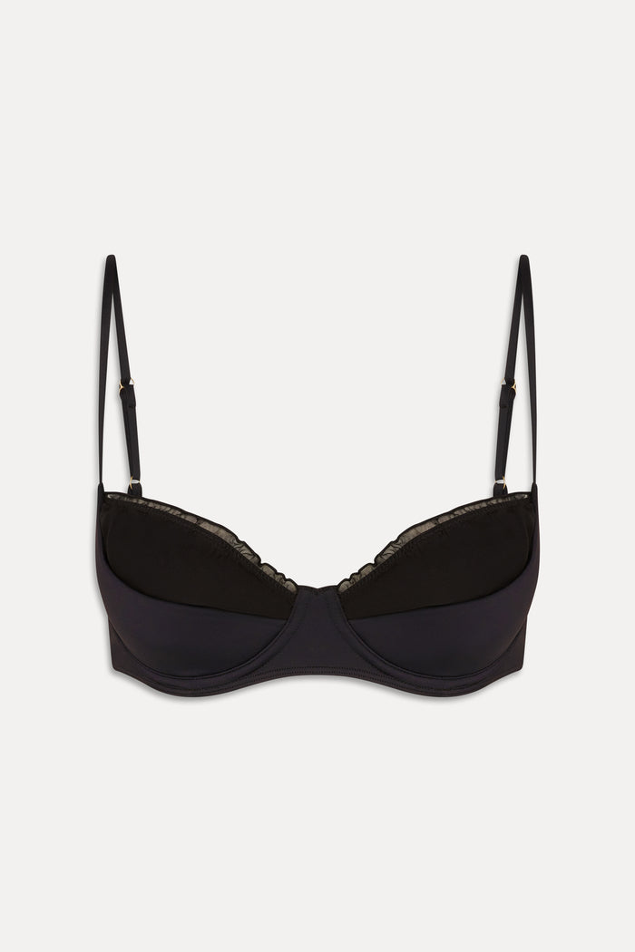 Austin Ruffle Underwire Bikini Top - Black