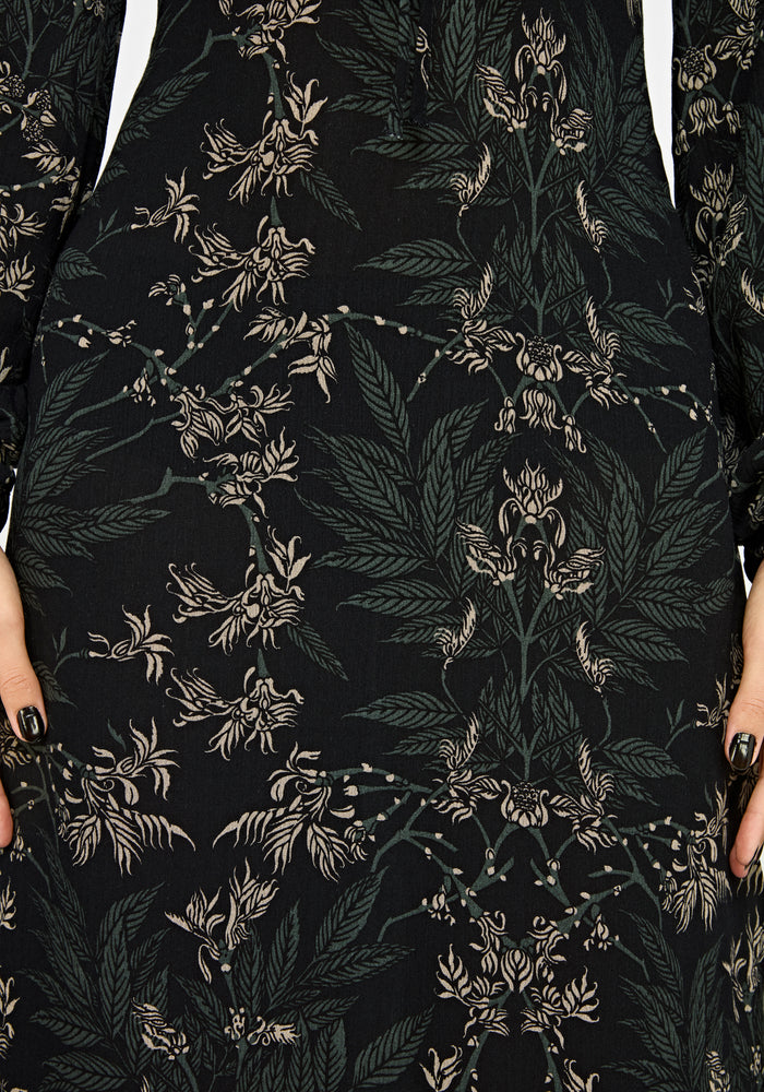 Azolla Fern Crinkle Long Sleeve Midi Dress