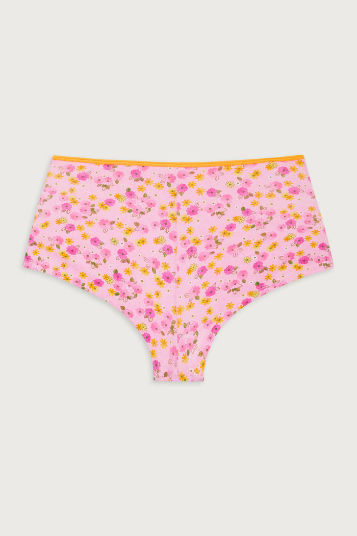 Basket floral booty short queen's bath pink
