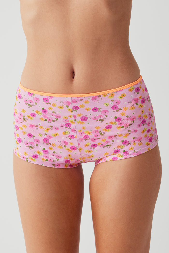 Basket floral booty short queen's bath pink