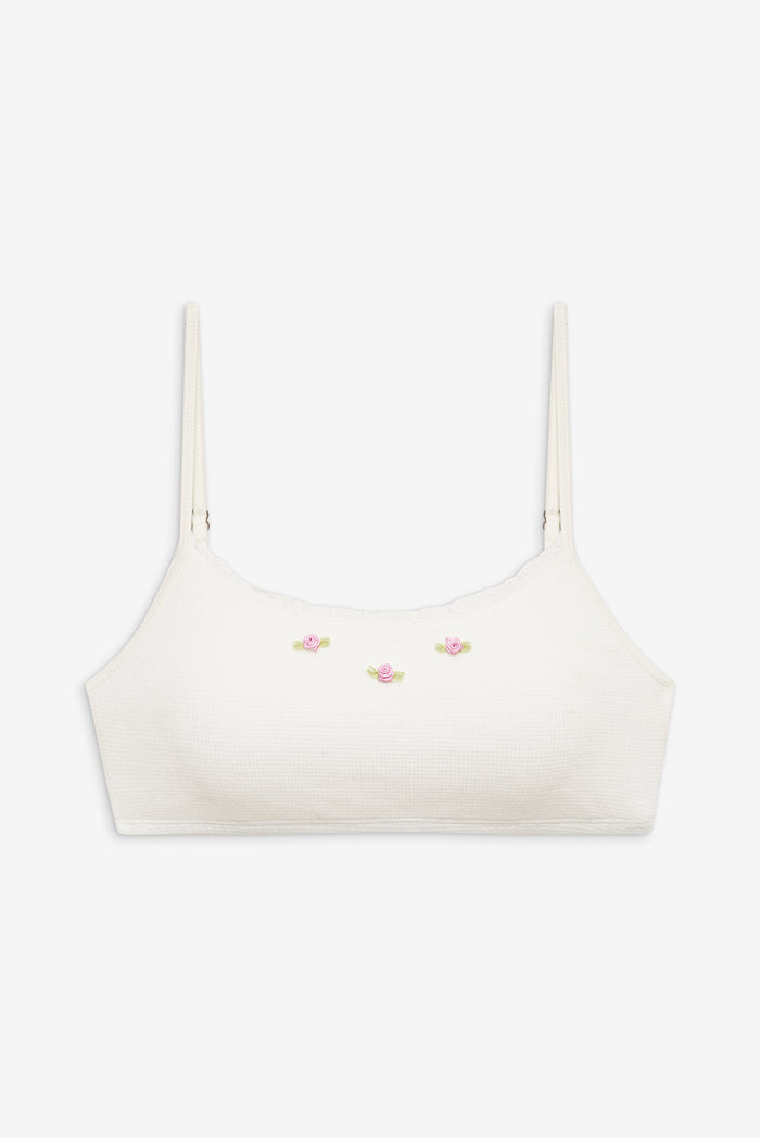 Bay View Waffle Top Bralette White