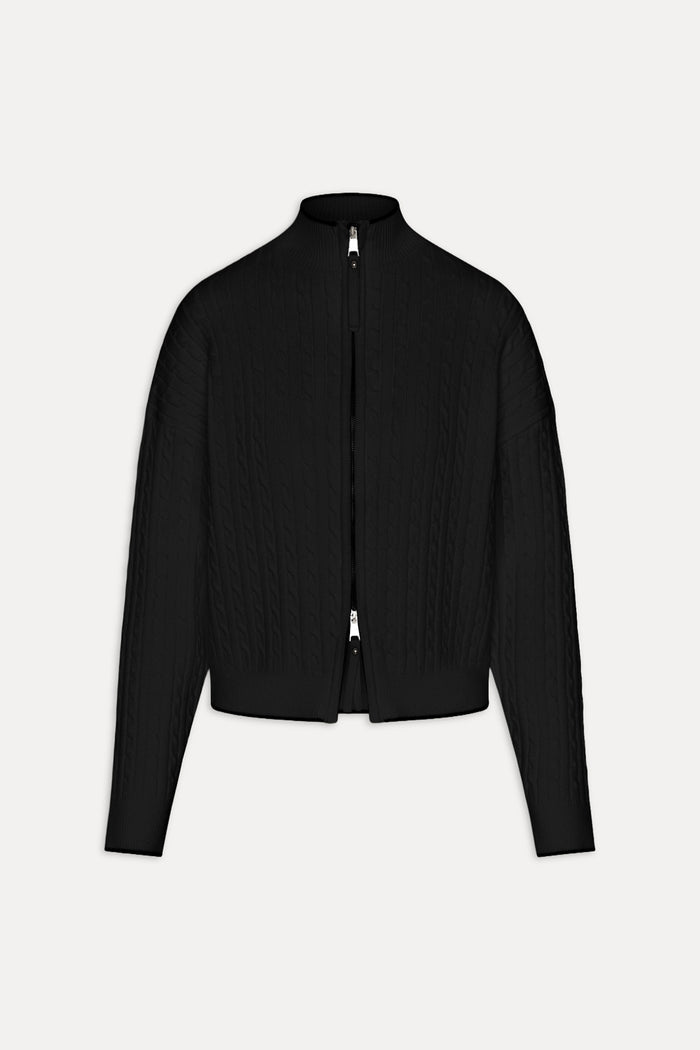 Bea Knit Zip Up Sweater - Black