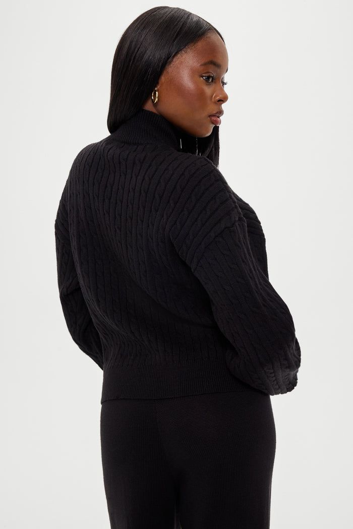Bea Knit Zip Up Sweater - Black