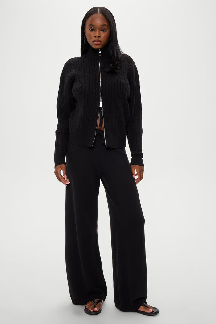 Bea Knit Zip Up Sweater - Black