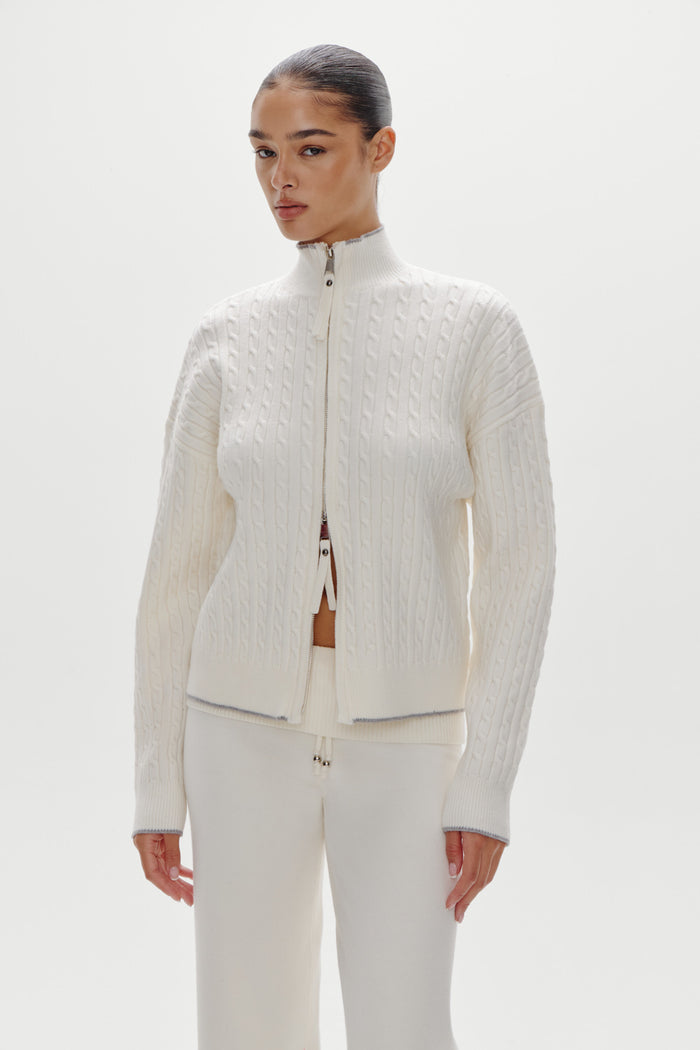 Bea Knit Zip Up Sweater - Honeymoon