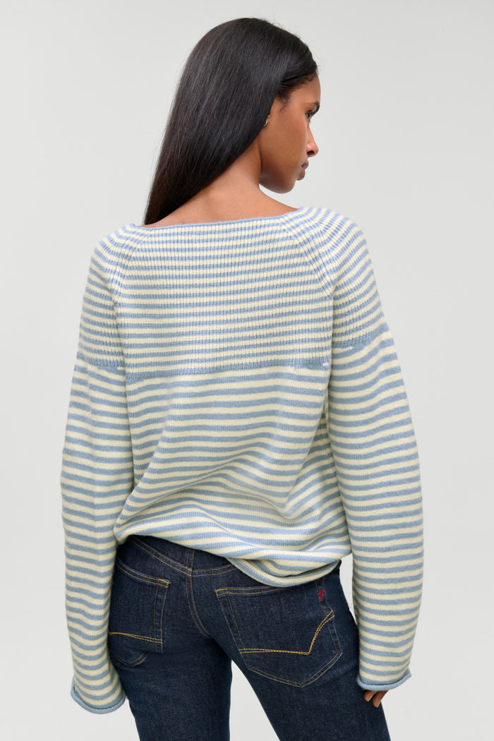 Beau Oversized Brushed Knit Sweater - Hazy Stripe