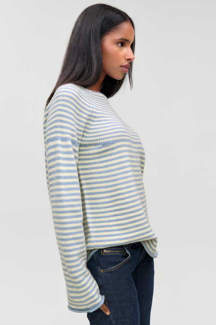 Beau Oversized Brushed Knit Sweater - Hazy Stripe