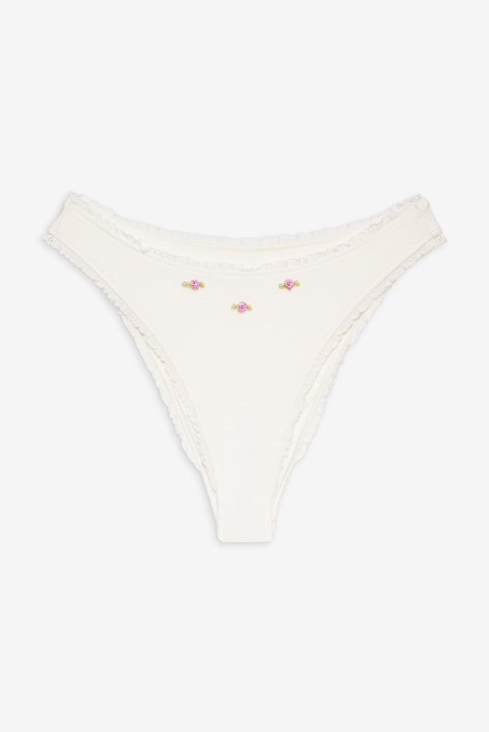 Beck High Wasted Waffle Bikini Bottom White