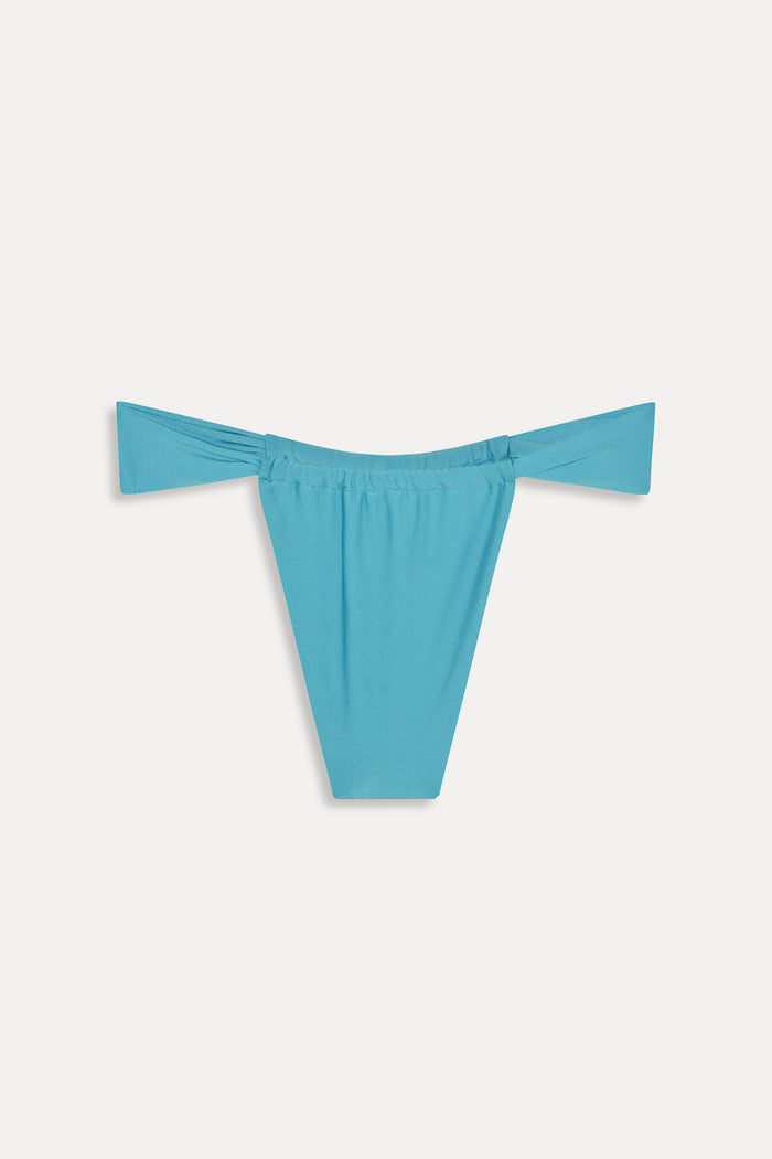 Beckett Satin Micro Bikini Bottom - Cyan Shine