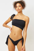 Bella Black Bandeau Top With One Shoulder Tie