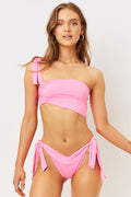 Bella Pink Punch Bandeau Top With Adjustable One Shoulder
