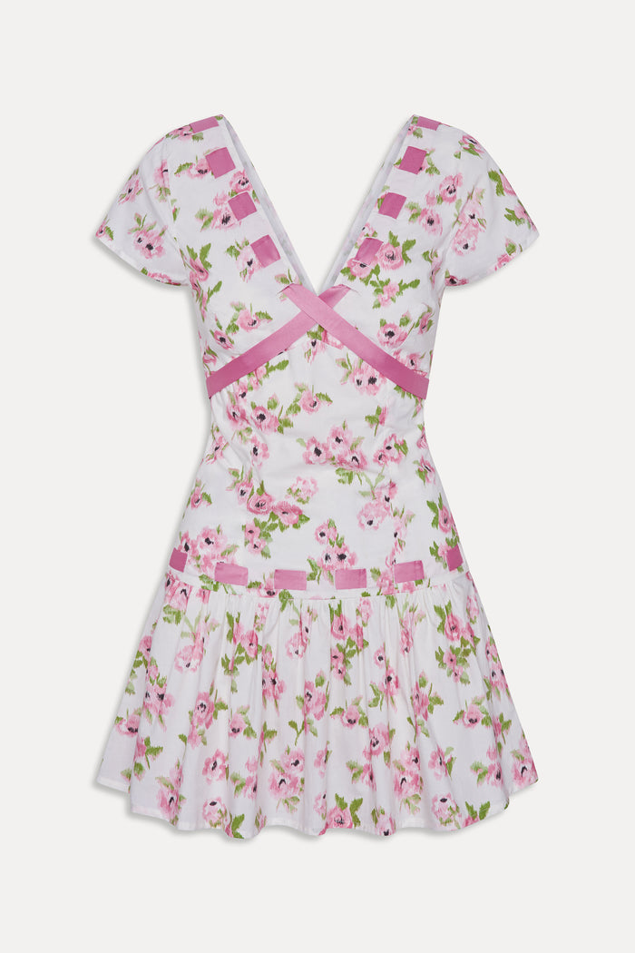 Belladonna Cotton Floral Mini Dress - Rosebush