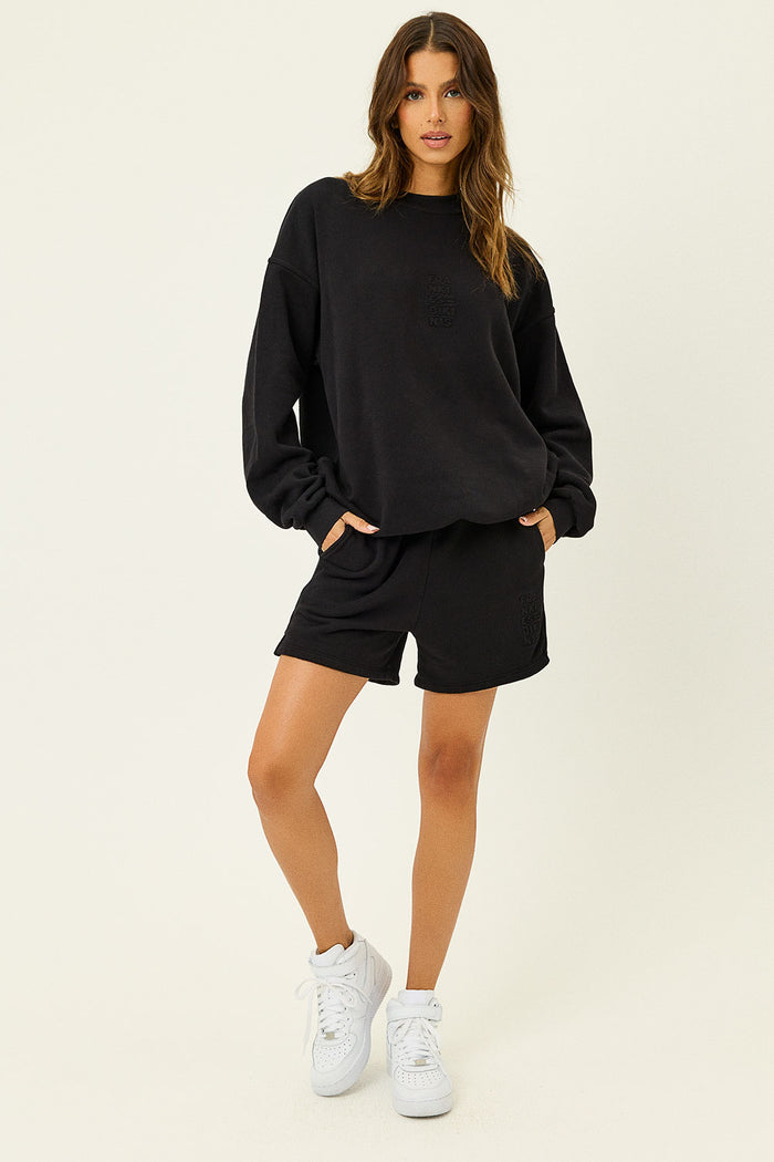 Bennie Black Oversized Crewneck Sweatshirt