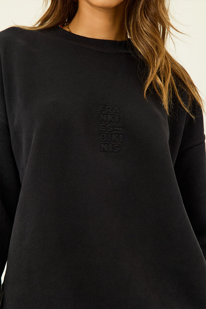 Bennie Black Oversized Crewneck Sweatshirt