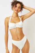 Bernie White Halter Scoop Top