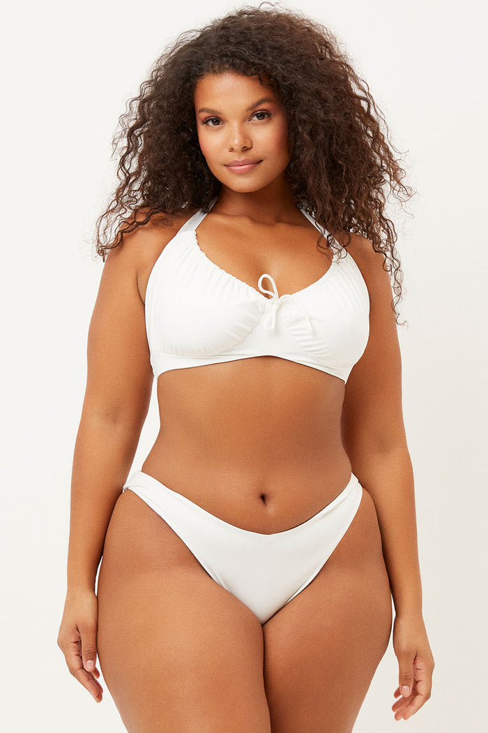 Bernie White Halter Scoop Top