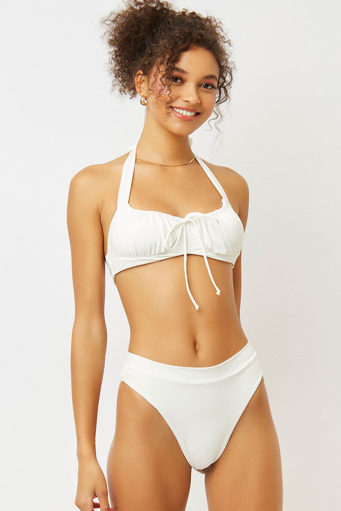Bernie White Halter Scoop Top