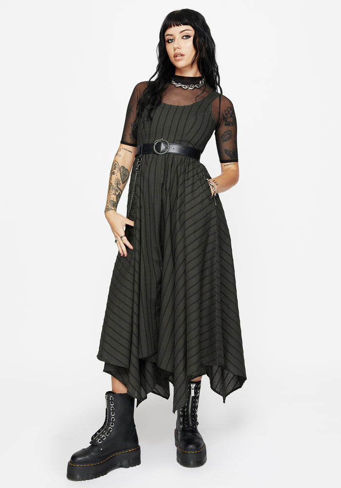 Blythe Cotton Handkerchief Hem Midaxi Dress - Dark Green