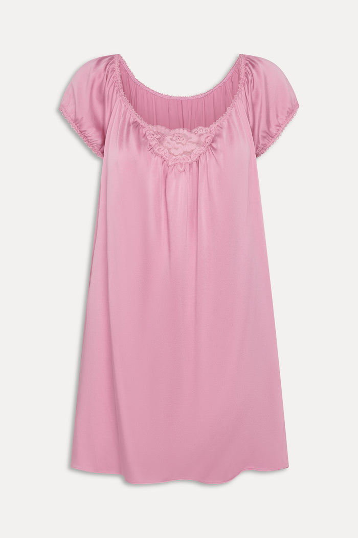 Bo Silk Babydoll Dress - Sunset Pink