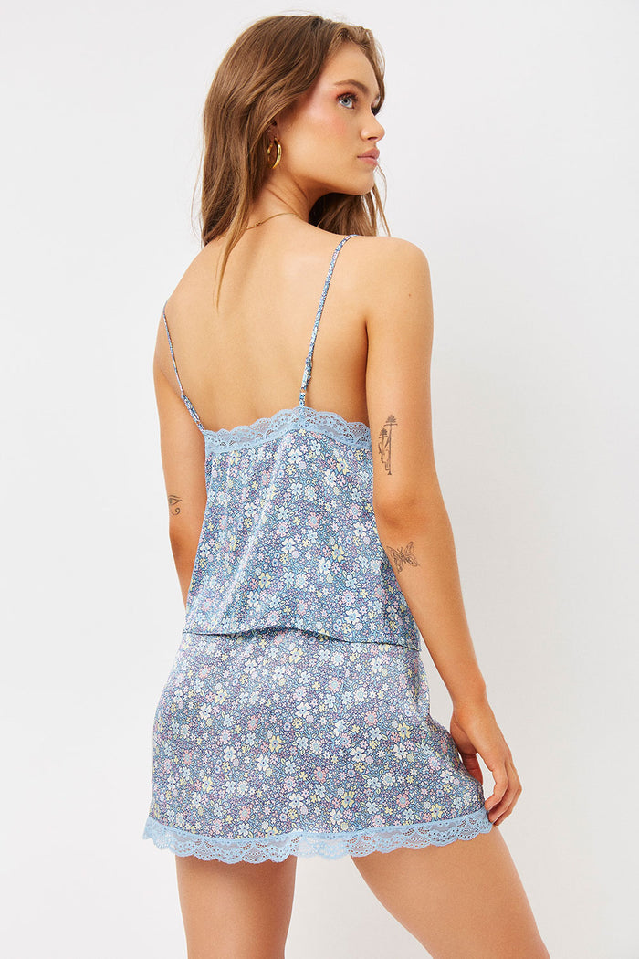 boden silk springtime floral lace trim skirt
