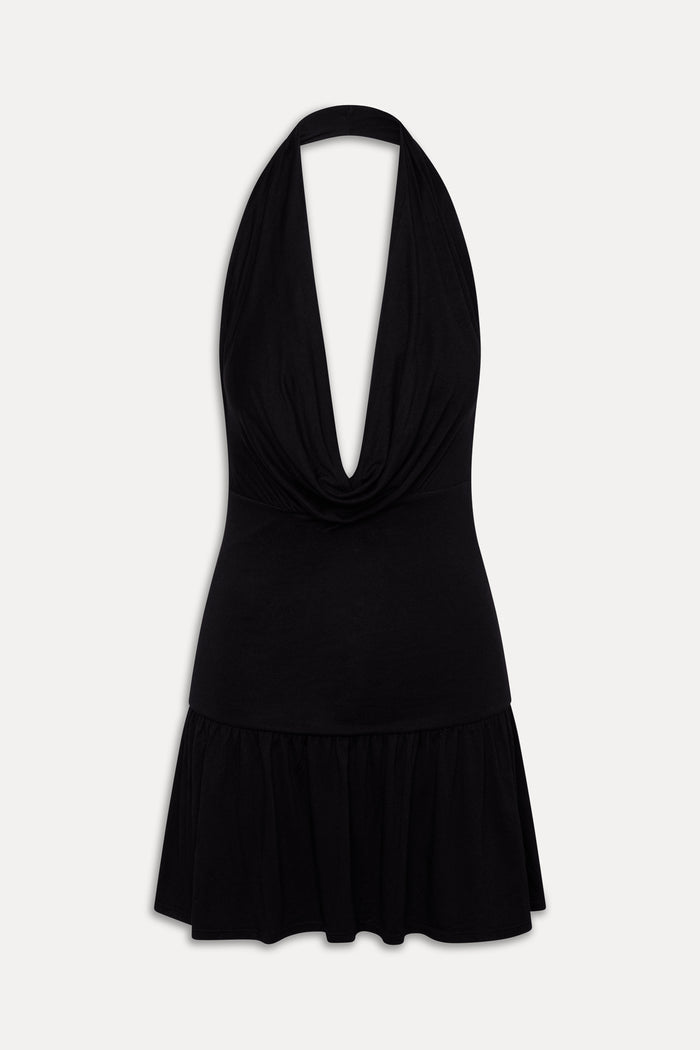 Bowery Cowl Neck Mini Dress - Black