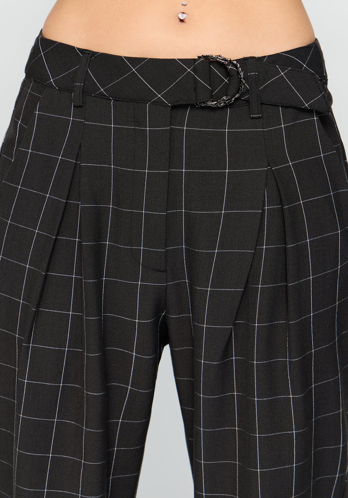 Brandi Check D-Ring Straight Leg Trouser