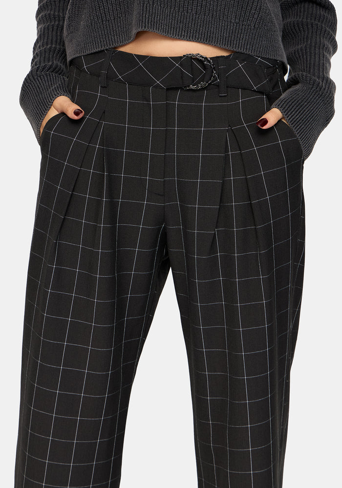 Brandi Check D-Ring Straight Leg Trouser