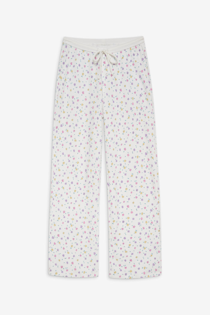 Cabin Thermal Pajama Pants in White Floral Picnic Blanket