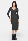 Caitriona Check Lace Up Side Midi Dress