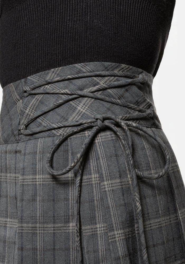 Caitriona Check Lace Up Side Mini Skirt