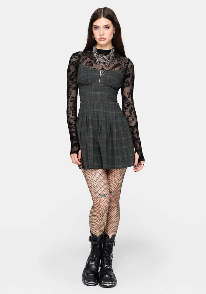 Caitriona Check Zip Front Pinafore Mini Dress