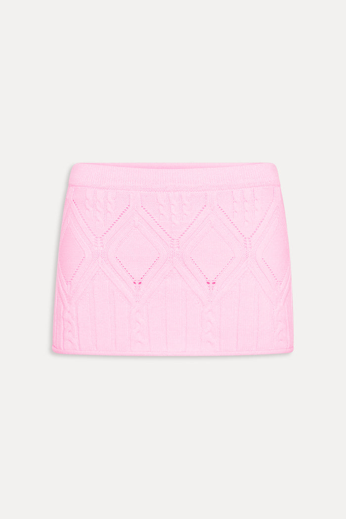 Cali Cloud Cable Knit Skort - Pink Gem