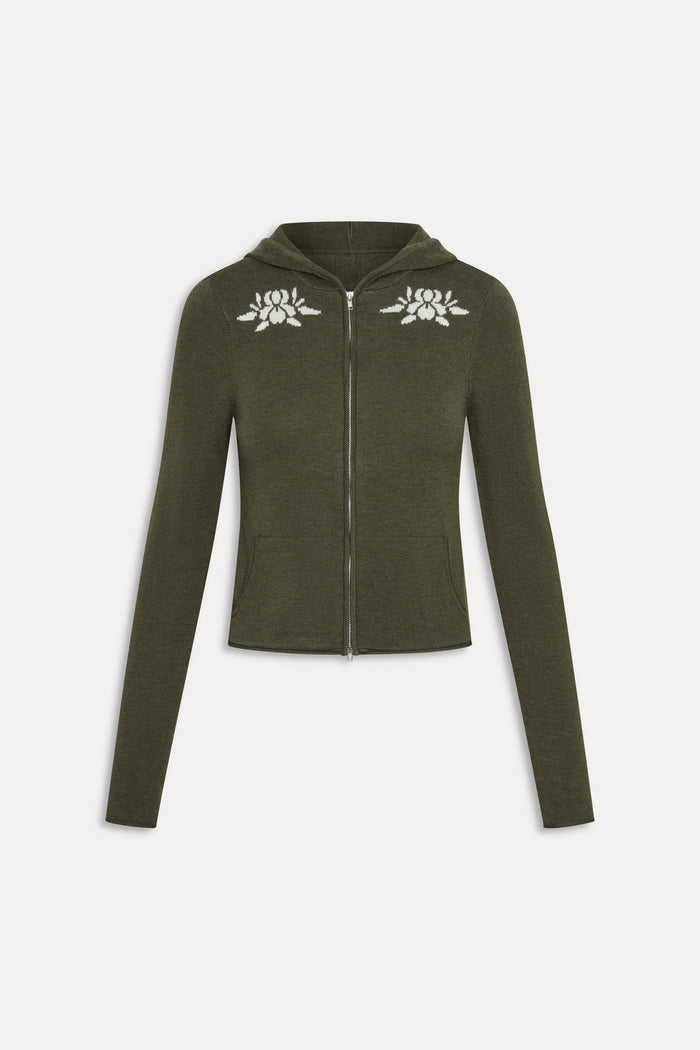 Calvin Knit Zip Up Hoodie - Alpine Flower