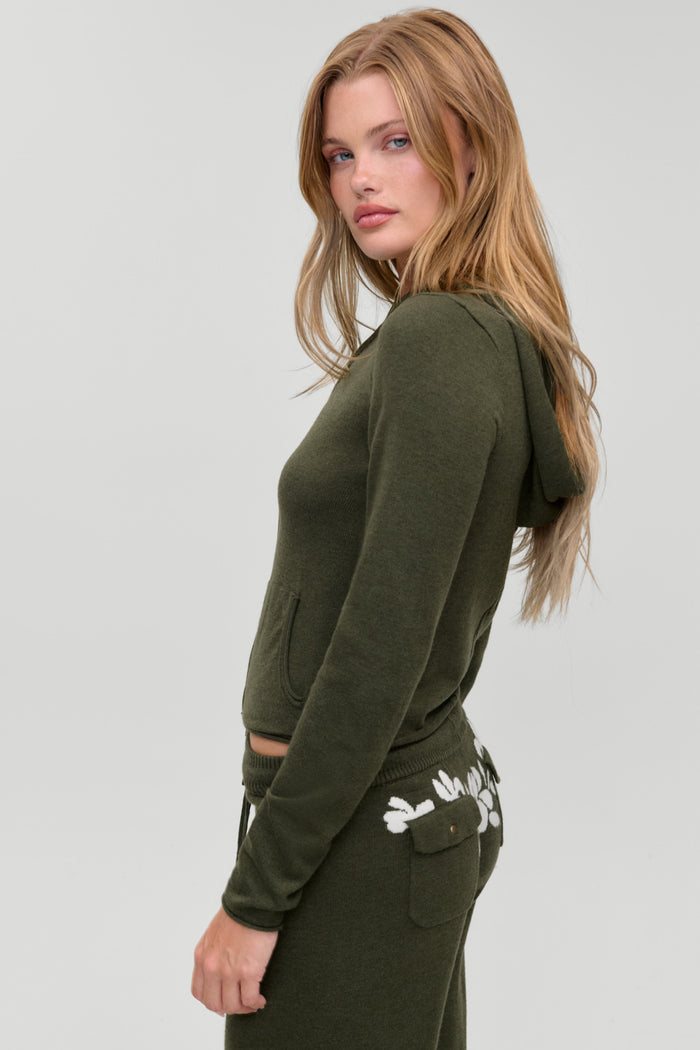 Calvin Knit Zip Up Hoodie - Alpine Flower