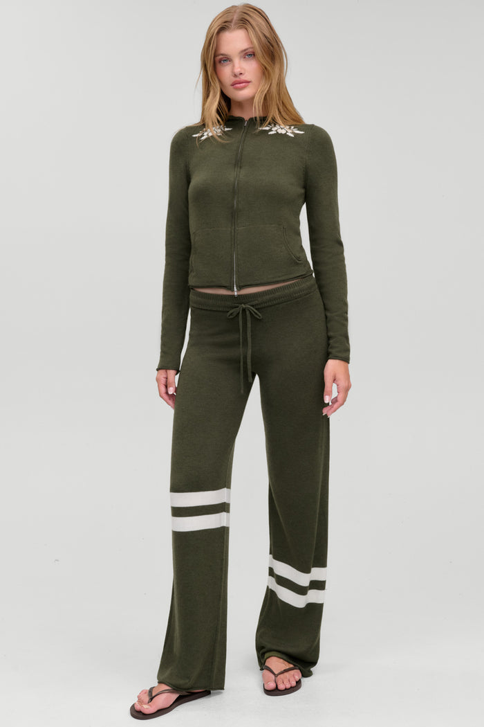 Calvin Knit Zip Up Hoodie - Alpine Flower