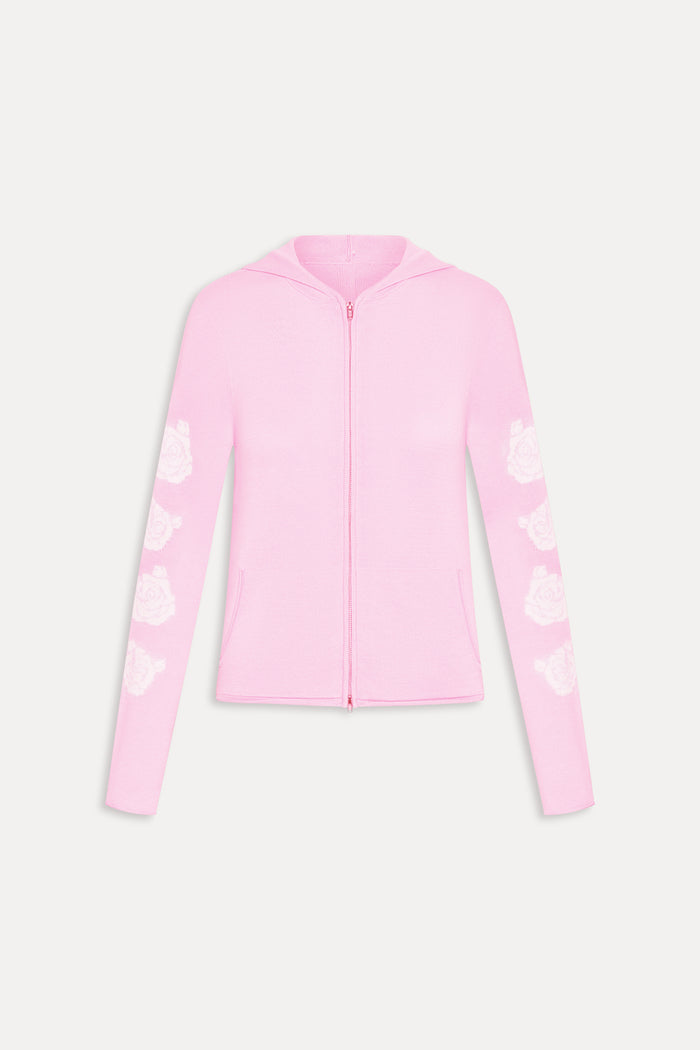 Calvin Knit Zip Up Hoodie - Pillow Pink